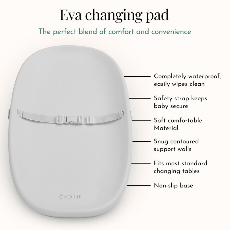 Evolur Eva Baby Changing Pad in Light Gray, Soft, Lightweight and Portable Changing Pad, Fits All Changing Table, Waterproof Firm Padding - Image 5